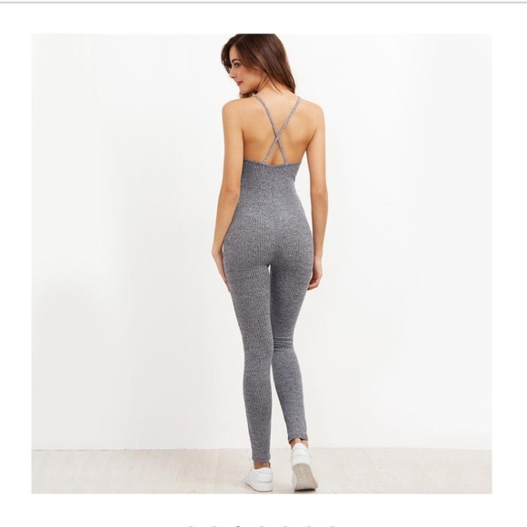 Jumpsuit LaceUp Front Marled Black & White Size L - Picture 5 of 8